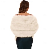 preiswerte Pelzschals-Damen-Kunstpelzschal, luxuriöse Pelzschals und -tücher für Abendkleider, Braut-Kunstpelztuch für Braut und Brautjungfern