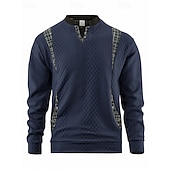 billige Basic gensere-Herre Genser Svart Hvit Navyblå Kakifarget Grå V-hals Fargeblokk Jacquardvevnad Lapper Sport &amp; Utendørs Daglig Ferie Polyester Gatemote Grunnleggende Fritid Vår Høst Klær Gensere Gensere