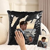 economico Regali personalizzati-cuscino magico con paillettes personalizzato per uomo, federa reversibile personalizzata con la tua foto, regalo unico per lui, compleanno o anniversario