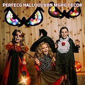 cheap Decorative Lights-Halloween Decorations Spooky Eyes Lights 21 Inch Large Wooden Halloween Window Eye Lights with 8 Color Modes and USB/Battery Operated for Home Wall Window Trees Halloween Decor