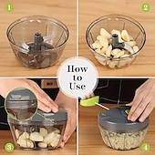 economico Utensili frutta e verdura-robot da cucina manuale, tritatutto per verdure con lame in acciaio inox, tritatutto portatile a mano con filo, taglia-aglio, taglia-cipolla per verdure, zenzero, frutta, noci, erbe aromatiche