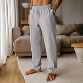 preiswerte Sweatpants-Herren Jogginghose Jogginghose Jogger Fleecehose Jogginghose mit weitem Bein Hose Tasche Elastischer Bund Einfach Komfort Weich Volle Länge Outdoor Lässig Täglich Klassicher Stil Lässig Schwarz Hell