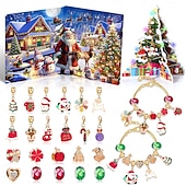 cheap Advent Calendar-Christmas Advent Calendar Bracelets 2025 for Girls, 24 Days DIY Jewelry Making Kit with 22 Charm Beads and 2 Adjustable Bracelets, Xmas Countdown Gift for Kids Teens Women