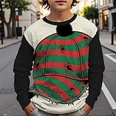 billiga Pojkes Halloween kostymer-Halloween Pojkar 3D Tecknat Randig T-shirt Långärmad Vår Höst Mode Grundläggande Barn 4-12 år Rund hals Utomhus Ledigt Dagligen Normal