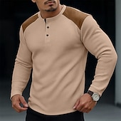 Voor heren Wafel Henley-shirt T-shirt Lange mouw Henley Lente & Herfst Alle seizoenen Kleurenblok Modieus Ontwerper Basic Kleurenblok Vakantie Straat Casual Zwart Wit Rood Top T-shirt voor mannen voordelige Wafelgebreid T-shirt-Voor heren Wafel Henley-shirt T-shirt Lange mouw Henley Lente & Herfst Alle seizoenen Kleurenblok Modieus Ontwerper Basic Kleurenblok Vakantie Straat Casual Zwart Wit Rood Top T-shirt voor mannen