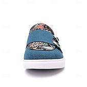 Herre denim loafers med dobbel munk stropp og etnisk trykk – moteriktige, uformelle slip-on-sko for urban stil, fester og vårantrekk billige Uttalelsessko-Herre denim loafers med dobbel munk stropp og etnisk trykk – moteriktige, uformelle slip-on-sko for urban stil, fester og vårantrekk