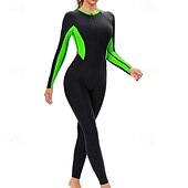billige Utslett vakter-Dame Badedrakt Rash-guard UV Solbeskyttelse UPF50+ Langermet Badetøy Ta igjen glidelåsen Svømming Surfing Lapper Vår Høst