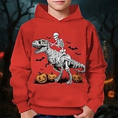 olcso Fiú Halloween jelmezei-Fiú 3D Koponya Tök Dinoszaurus Kapucnis felsőrész Hosszú ujj Tavasz Ősz Divat Utcai sikk Gyerekek 4-12 év Kapucni Szabadtéri Hétköznapi Napi Normál