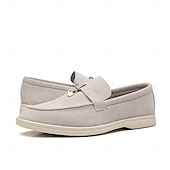 Brune herreloafers i semsket skinn med metalldetaljer – komfortable, casual businesssko til jobb, middager og høstantrekk billige Slip-ons og loafers til herrer-Brune herreloafers i semsket skinn med metalldetaljer – komfortable, casual businesssko til jobb, middager og høstantrekk