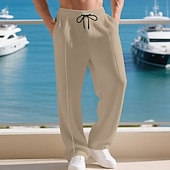 ieftine Picior drept-Bărbați Pantaloni Sport Pantaloni Pantaloni de sport cu picior drept Pantaloni Waffle Cordon Buzunar Talie elastică Simplu Confort Sport exterior Zilnic Modă Casual Negru Alb Micro-elastic