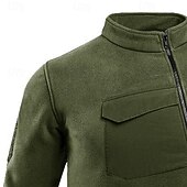 economico Felpa Tattica-Per uomo Felpa con cappuccio Felpa con cappuccio e zip corta Felpa con cappuccio in pile Felpa con cappuccio tattica Nero Verde militare Grigio Collo Alto Semplice Cerniera Sport &amp; Outdoor Casuale