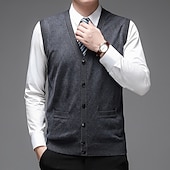 preiswerte Herren Strickjacke-Herren Pullover Kleid Pullover Strickjacke Strickpullover Gerippt Stricken Normale Oberteile Gestrickt Gerippt Einfach V Ausschnitt Mode Schals Formell Geschäft Bekleidung Frühling Herbst