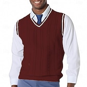 economico gilet da uomo-Per uomo Gilet Maglione elegante Maglione Maglione a maglia A Coste Treccia Maglia Top Regolari Lavorato a maglia Semplice Scollo a V Moda Casual Vacanza Abbigliamento quotidiano Abbigliamento