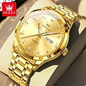 זול שעונים מכאניים-OLEVS גברים שעון מכני מינימליסטי אופנתי עסקים שעון יד אוטומטי נמתח לבד זורח לוח שנה שבוע תאריך פְּלָדָה שעון