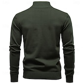 preiswerte Herren Elite Pullover &amp; Cardigans-Herren Pullover Zopfmuster Stricken Normale Oberteile Halber Reißverschluss Farbblock Geometrisch Stehkragen Elegant Vintage Schule Urlaub Bekleidung Frühling Herbst Grün Armeegrün S M L