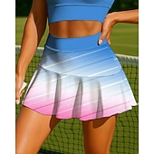 baratos Saias e Skorts Femininos-Mulheres Gradiente Arte abstrata Saia de tênis Sem Manga Patchwork Bolsos 2 em 1 UPF50+ Resistente a UV Multicamada Voleibal Tênis Badminton Calção Saias Azul Azul Céu Vermelho Rosa Roupas de tênis