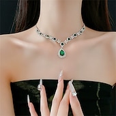 Недорогие Комплекты украшений-Набор украшений 2 Черный Цирконий Хром Серьги Ожерелья Жен. Элегантный стиль Винтаж Мода Старинный Классический Комплект ювелирных изделий Назначение Свадьба Для вечеринок День Святого Валентина