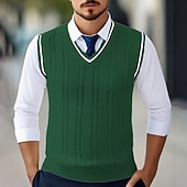 preiswerte Herren Pullover Weste-Herren Pullunder Kleid Pullover Pullover Weste Strickpullover Gerippt Zopfmuster Stricken Normale Oberteile Gestrickt Einfach V Ausschnitt Mode Lässig Urlaub Alltagskleidung Bekleidung Herbst Winter