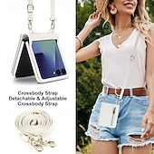 billiga Skal och fodral till Samsung-telefon fodral Till Samsung Galaxy Z Flip 7 Z Flip 6 Z Flip 5 Z Flip 4 Skal med snodd Stöd Kortplats Kontor / företag TPU PU läder