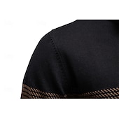 baratos Suéteres e Cardigans Elite Masculinos-Homens Pulôver Tricotar Tops regulares Half Zip Listas Tecido Colarinho Clerical Legal Pulôver Escola Férias Roupa Primavera Outono Preto Azul Marinho Escuro S M L