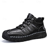 cheap Ankle Boots-Men&#039;s Coffee Brown Leather Sneakers with Contrast Stitching and Cushioned Sole – Comfortable Casual Shoes for Outdoor Adventures and City Fashion
