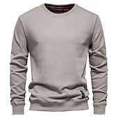baratos Suéteres básicos-Homens Moletom Moletom com capuz Estacionar Preto Verde Tropa Azul Marinha Laranja Cáqui Gola Redonda Tecido Desportos e Ar livre Casual Diário Roupa de rua Legal Roupa de Esporte Primavera &amp; Outono