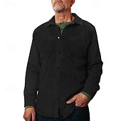 economico camicia da uomo con bottoni-Per uomo Camicia Camicia casual Camicia da Spiaggia Camicia di Velluto a Coste Camicia con Bottoni Nero Verde militare Grigio Manica Lunga Semplice Bavero Vacanza Camicia hawaiana Tasca Abbigliamento