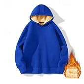 abordables Sweat à capuche en polaire-Homme Sweat à capuche Sweat à capuche en polaire Abricot Noir Jaune Vin Rouge À capuche Uni Cordon de serrage Sport &amp; Loisir Quotidien Fête Polyester Streetwear Basique Occasionnel Automne Hiver