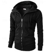 abordables Sudadera con capucha de vellón-Hombre Sudadera Sudadera con capucha y cremallera completa Sudadera con capucha de lana Rojo tinto Negro Verde Ejército Azul Marino Caqui Con Capucha Plano Retazos Deporte Casual Diario Ropa de calle
