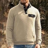 baratos Suéteres básicos-Homens Moletom Moletom Waffle Moletom com capuz Adamascado Preto Branco Verde Cinzento Colarinho Clerical Tecido Patchwork Desportos e Ar livre Casual Diário Roupa de rua Legal Roupa de Esporte