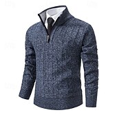 preiswerte Herrenpullover-Herren Pullover Pullover mit Viertelreißverschluss Gerippt Stricken Normale Oberteile Gestrickt Schmale Passform Einfach Stehkragen Strickware Zeitgenössisch Geschäft Lässig Bekleidung Herbst Winter