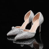 preiswerte Klassische Pumps-Champagnerfarbenes Set mit Strass-Stilettos und Clutch für Damen – elegante High Heels mit spitzer Spitze für Hochzeiten, Abschlussbälle und Abendpartys