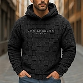 abordables Sudadera con capucha de vellón-Hombre Sudadera Sudadera Con Capucha Sudadera con capucha de lana Negro Blanco Azul Marino Con Capucha Plano Con Texturas Deporte Casual Diario Ropa de calle Fresco Ropa deportiva Otoño Invierno Ropa