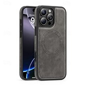Недорогие Чехлы для iPhone-телефон Кейс для Назначение iPhone 17 Pro Max 17 Air i16 15 14 Pro Max Plus 16e 13 Pro Max Кейс на заднюю панель Магнитный Защита от удара Ретро ТПУ Кожа PU