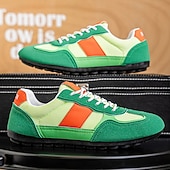 preiswerte Sneaker für Herren-Grüne Colorblock-Retro-Sneaker für Herren – bequeme Freizeit-Laufschuhe für Sportbekleidung, City-Outfits und Wochenendausflüge