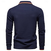 abordables Polo Élite para Hombres-Hombre Polo Trabajo Negocio Cuello Vuelto Manga Larga Ocio Cómodo Plano Bloque de Color Puro Todas las Temporadas Ajuste regular Rojo rubí Negro Blanco Azul Marino Oscuro Gris claro Verde Ejército