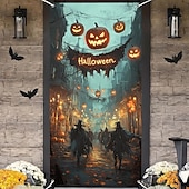 abordables Cubiertas de Puerta de Halloween-Halloween Cubierta de la puerta pancartas al aire libre Calabaza Éxtasis. Gótico punk oscuro Fiesta Al Aire Libre Fondos de disparos Puerta de Entrada Porche de pared Fondo de puerta de pared con