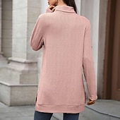 ieftine Topuri simple-Pentru femei Bluză Simplu Modern Casual Manșon Lung Guler Pe Gât Topuri obișnuite Zilnic Concediu Negru Galben Roz Îmbujorat Bleumarin Toamnă