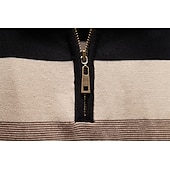 abordables Pulls et cardigans élites pour hommes-Homme Pull Tricoter Hauts Réguliers Demi-zip Bandes Rayé Col montant ancien Frais École Vacances Vêtement Tenue Printemps Automne Noir Violet S M L