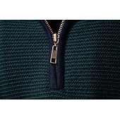 preiswerte Herren Elite Pullover &amp; Cardigans-Herren Pullover Zopfmuster Stricken Normale Oberteile Halber Reißverschluss Farbblock Geometrisch Stehkragen Elegant Vintage Schule Urlaub Bekleidung Frühling Herbst Grün Armeegrün S M L