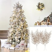economico Corone, Ghirlande &amp; Decorazioni-24 steli artificiali per alberi di Natale – decorazioni scintillanti con rami di pino, steli scintillanti per alberi di Natale, piccole composizioni floreali in vaso, decorazioni per feste, matrimoni