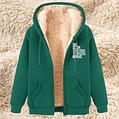 baratos Moletom com capuz de lã-Homens Full Zip Hoodie Moletom com zíper Casaco de lã Moletom de lã Adamascado Preto Vinho Vermelho Azul Com Capuz Tecido Letra Estampas Abstratas Zíper Bolsos Casual Diário Para Noite Poliéster