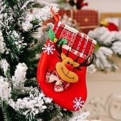 preiswerte Strümpfe &amp; Halter-4 Weihnachtsstrümpfe, Glocken, Schneeflocken, Weihnachtsmann, Schneemann, Rentier, Geschenktüten, Weihnachtsfeier-Dekoration