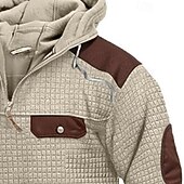 abordables sudaderas basicas hombre-Hombre Sudadera Sudadera con capucha y diseño de gofres Sudadera con capucha y cremallera de un cuarto Sudadera táctica con capucha Caqui Con Capucha Plano Retazos Cremallera Deporte Casual Diario
