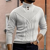 halpa miesten villapaita-Miesten Neulepusero Neulottu villapaita Joustin Neuloa Tavalliset topit Kudottu Tavallinen Poolokaulus Muoti Perus Loma Arki-asut Vaatetus Syksy Talvi Viini Musta S M L