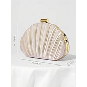 economico Matrimonio ACC-pochette da sera in raso plissettato a conchiglia da donna, color champagne metallizzato con montatura e catena dorate: glamour vintage per matrimoni, cocktail party, balli di fine anno e serate fuori