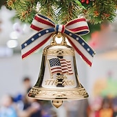 billiga Prydnader-Julgransprydnad i metall emalj för USA:s 250-årsjubileum, handgjord, hängande minnesdekor, frihetsklocka, julgransprydnad för samlare, patriotisk julgran, staket, uteplats