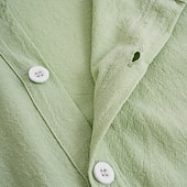 economico Vacanza-Per uomo Camicia di lino Camicia Estiva Abbigliamento da spiaggia Camicia con Bottoni Semplice Vacanza Crociera Nero Bianco Verde chiaro Rosa Manica Corta Collo ripiegato Estate Abbigliamento