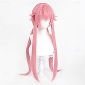 economico Parrucche Anime-parrucca rosa da donna, capelli sintetici per feste, lunghezza 80 cm