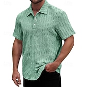 cheap Men&#039;s Classic Polo-Men&#039;s Golf Shirt Golf Polos Shirts Work Casual Lapel Short Sleeve Basic Modern Plain Jacquard Buttons Summer Spring Regular Fit Wine Black Light Green Navy Blue Sky Blue Purple Golf Shirt